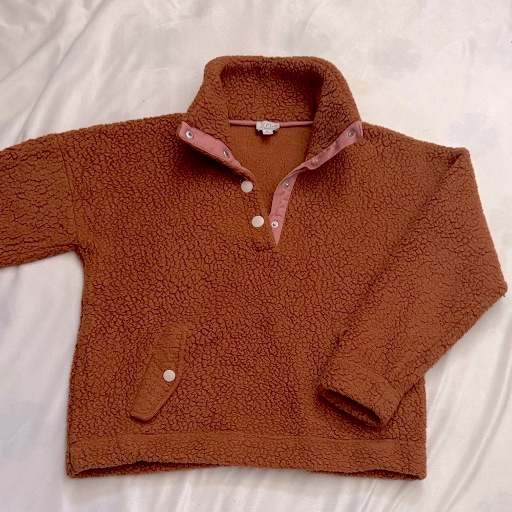 J. Crew snap collar sherpa sweatshirt
